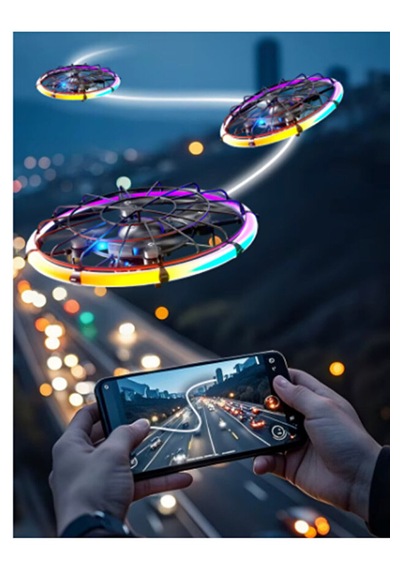 Hd Kameralı Led Işıklı Ufo Drone - Akıllı Sensörlü Uçan Disk Uzaktan Kumandalı Hobi & Oyuncak Drone