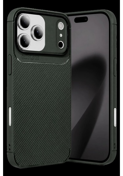 Apple İphone 17 Pro Uyumlu Auto Focus Karbon Kapak - Koyu Yeşil