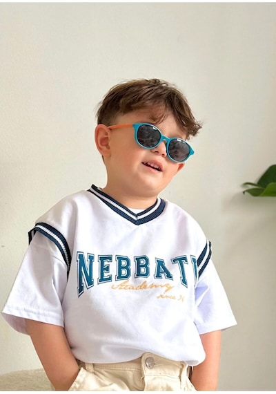 Yeni-unisex 1-5 Yaş %100 Uv Korumalı Polarize Turkuaz Turuncu Çocuk Güneş Gözlüğü Turkuaz - Turuncu