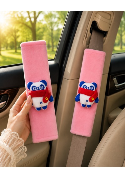 Panda Pembe Emniyet Kemeri Aksesuarı - Emniyet Kemeri Kılıfı-araç Emniyet Kemeri Omuz Koruyucu 1 Adet