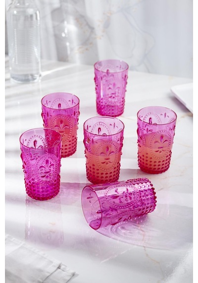 Akrilik Pembe Tekli Kısa Bardak & Su Meşrubat Kahve Yanı Bardağı 400 Ml Cam Değildir Çok Renkli