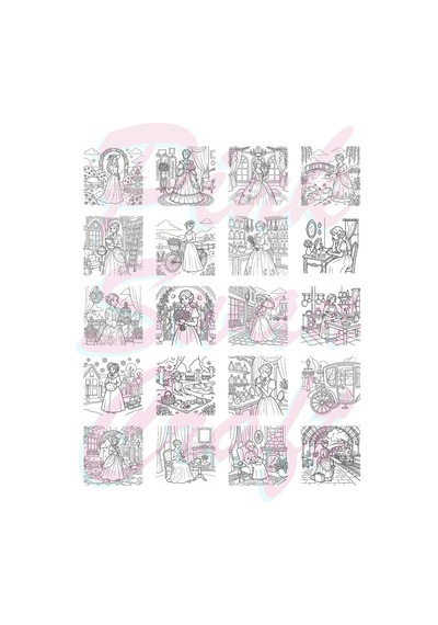Vintage Victorian Lady Moments 20x20 Cm Büyük Boyama Kitabı, Çocuklar Ve Yetişkinler İçin