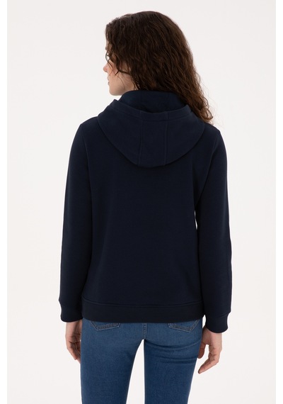 U.S. Polo Assn. Kadın Lacivert Kapüşonlu Basic Sweatshirt 50307711-VR033