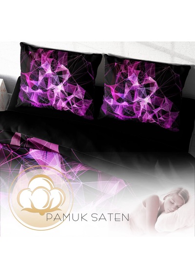 Monohome Purple Diamonds 3D Çift Kişilik Nevresim Takımı Mor