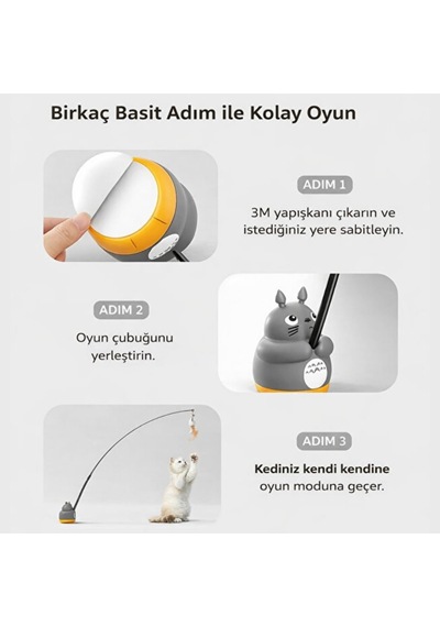 Otomatik Kedi Oyuncağı Ve İnteraktif Kedi Oltalama Seti - 360 Hareketli Esnek Çubuklu Eğlenceli Kedi Oyun Topu, Yavru Ve Yetişkin Kediler İçin Zeka Geliştirici Avcılık Oyuncağı