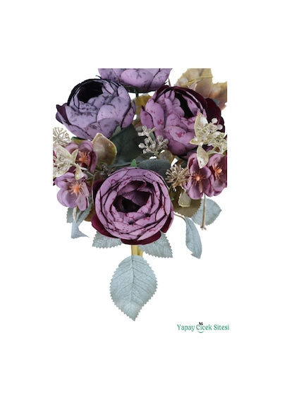 Yapay Çiçek Sitesi Yapay Şakayık Görünümlü Premium Ranunkulus Demeti 35 Cm Mor Lila
