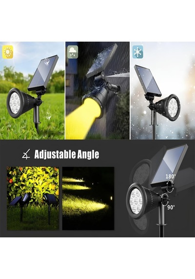 Solar Güneş Enerjili Bahçe Lambası 7 Led'li - Ip65 Su Geçirmez Ayarlanabilir Led Projektör, Dış Mekan Çim, Pati