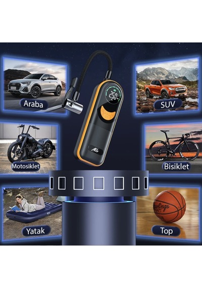 Hızlı Doldurma Çok Güçlü Şarjlı Lastik Şişirme Pompası Araç Kompresörü Tır Kamyon İçin 17l/dk Çift Motorlu