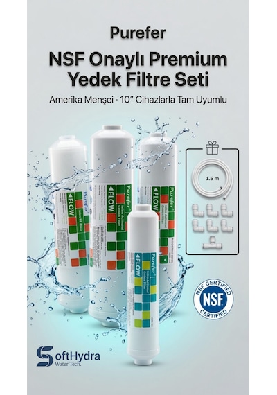Purefer Nsf Onaylı 10" 4'lü Su Arıtma Filtre Seti: Sediment, Gac, Cto Karbon Ve Post Karbon Filtre