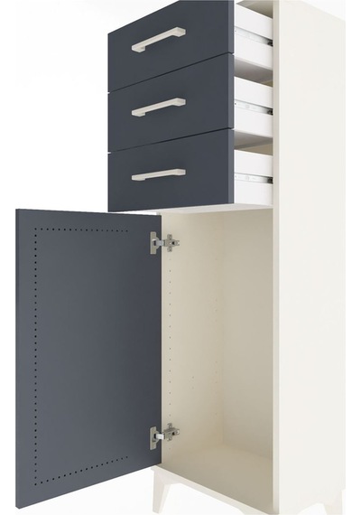 Arges Dolap 3 Çekmeceli Tek Kapaklı 44x30x134 Aytaşı-antrasit Aytaşı