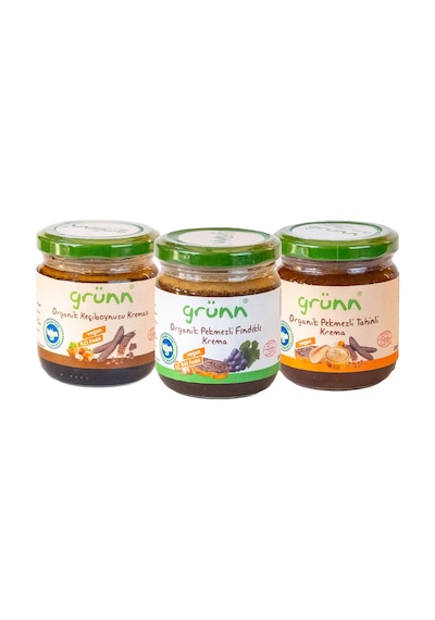Organik Pekmezli Fındık Kreması Seti Üzüm + Keçiboynuzu + Tahinli Pekmezli 3 200 Gr