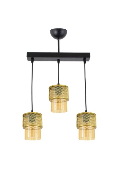 Üçlü Bal Cam Kafes Model Modern Sarkıt Avize C
