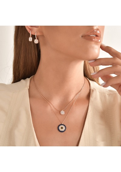 Kuyumcudukkani Beyaz Kare Kesim Taşlı Kolye-37345-r-w Rose Gold