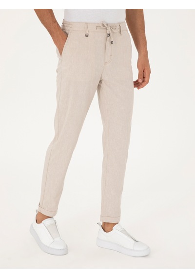 Cacharel Bej Carrot Fit Kanvas Pantolon
