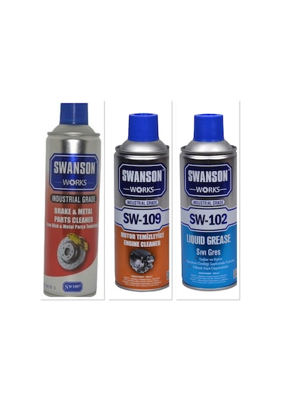 Swanson Works Balata Sprey Motor Temizleyici Sprey Gres Bakım Set