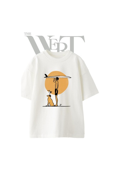Thewert Sub Adam Köpek Tasarım Baskılı Ünisex Beyaz Oversize T-shirt