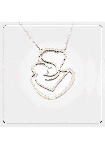 Gümüş Anne Bebek Figürlü Kolye Bg-kly-004