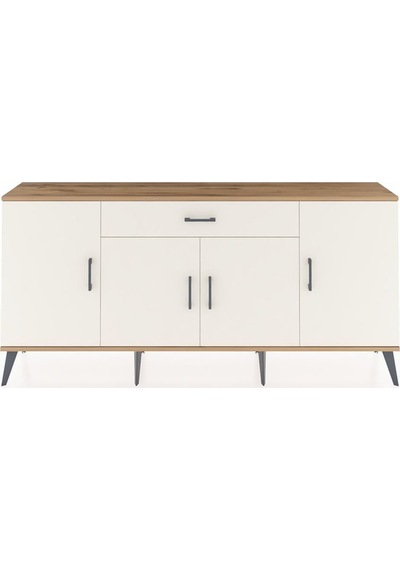 Arges Konsol 3 Raflı Tek Çekmeceli 4 Kapaklı 176x30x83 Çam-aytaşı/aytaşı Beyaz