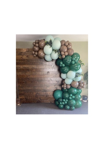 Pastel Koyu Yeşil Çikolata Kahve Ve Mint Yeşili Balon Zinciri 100 Adet Mix
