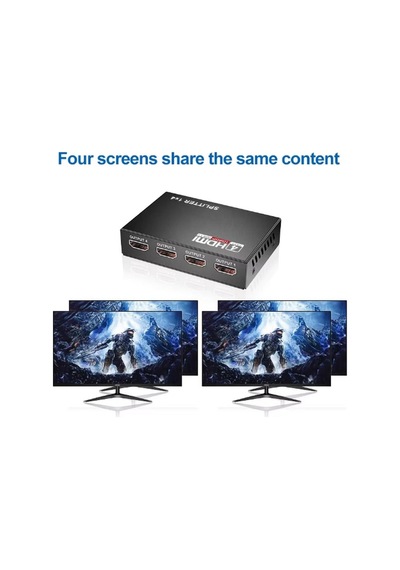 4 Portlu Hdmı Splitter Dağıtıcı, 1 Giriş 4 Çıkışlı, Aynı Anda Görüntü Dağıtımı, 1.4v 1080p
