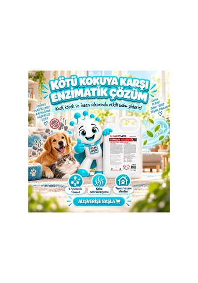 Remuvr 5 Kg Enzimatik Leke Ve Koku Giderici İnsan, Kedi Köpek İdrarı, Kusmuk, Kahve Halı Koltuk Kumaş