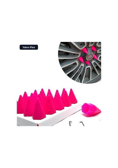 Trobus Bijon Kapağı Sökme Aparatlı 20'li Set Sivri Uçlu 17 Mm Pembe