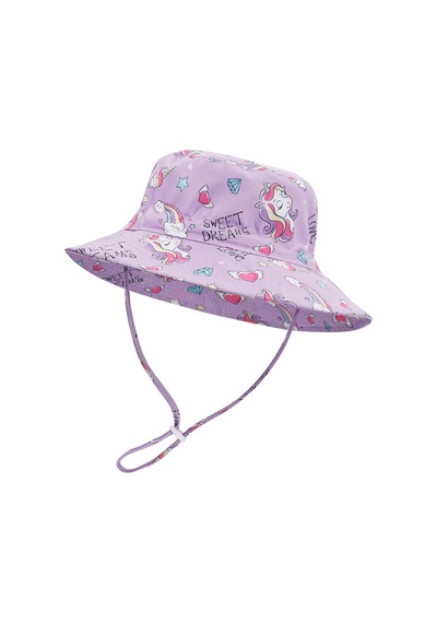 Petityu Upf50+ Güneş Korumalı Lila Unicorn Kız Çocuk Şapka Lila