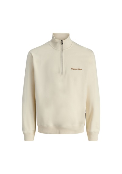 Jack & Jones Erkek Yarim Fermuarli Dik Yaka Sweatshirt - Norrebro - 12282899 Antique White