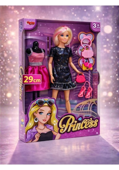 Moda Prensesi 29 Cm Ekstra Elbiseli Ve Aksesuarlı Oyuncak Bebek Seti - Değiştirilebilir Kıyafetli Sarı