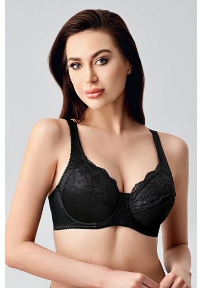 New Bra Kadın C Kap Dantelli Balenli Desteksiz Toparlayıcı Sütyen Siyah 2305 Siyah