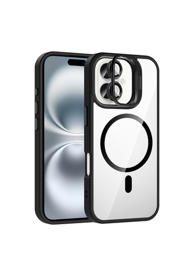 Apple İphone 16 Kılıf Standlı Ve Kamera Lens li M-safe Şarj Özellikli Sararmaz Kılıf