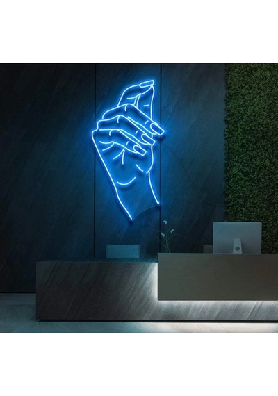 El Figürlü Neon Tabela Turkuaz