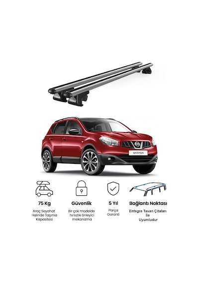 Venüs Nissan Qashqai J10 2007-2013 Uyumlu Gri Ara Atkı Port Bagaj Tavan Barı