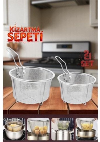 Modacar 2 Boy Kızartma Süzgeci Patates Kızartma Filtresi 304 Paslanmaz Çelik