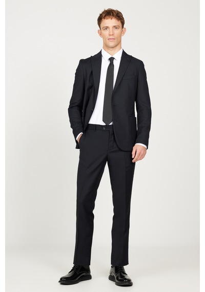 AC&Co / Altınyıldız Classics Erkek Lacivert Ekstra Slim Fit Dar Kesim Kırlangıç Yaka Takım Elbise Lacivert