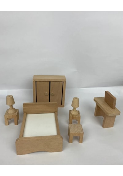 Naturel Ahşap Oyuncak Yatak Odası