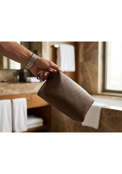 Deri Erkek Bakım Çantası Seyahat Organizeri Tıraş Çantası, Kişisel Bakım Ve Kozmetik Düzenleyici, Fermuarlı Geniş Hacimli Dopp Kit Kahverengi Deri Erkek Bakım Çantası Seyahat Organizeri Tıraş Çantası, Kişisel Bakım Ve Kozmetik Düzenleyici, Fermuarlı Geniş Hacimli Dopp Kit Kahverengi