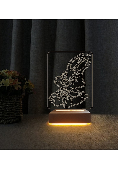 Sevimli Tavşan Lamba 3d Led Masa Lambası Doğum Günü Hediyesi Lamba