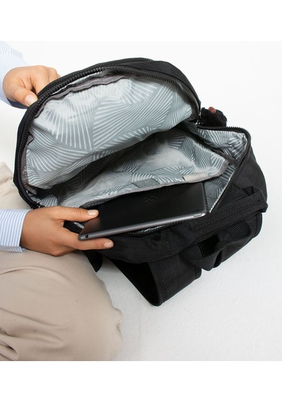 Sanmorris Unisex Suya Dayanıklı Kumaş Laptop Bölmeli 3 Gözlü Siyah Okul Seyahat Sırt Çantası 3005 Siyah