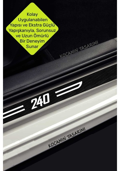240 Yazılı Karbon Kapı Eşiği Volvo 240 İçin Siyah Dekoratif 2 Ön 2 Arka Kapı Koruyucu Set Volvo 240