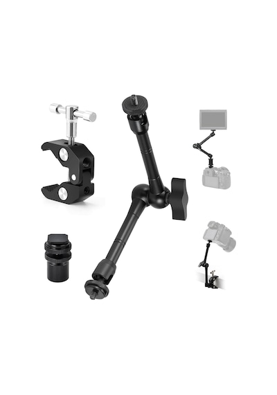 Profesyonel Magic Arm Dslr Kamera Tutucu Süper Kelepçeli Mengene Stand, 1/4 3/8 Dişli Flaş Pabuçlu Esnek Mafsallı