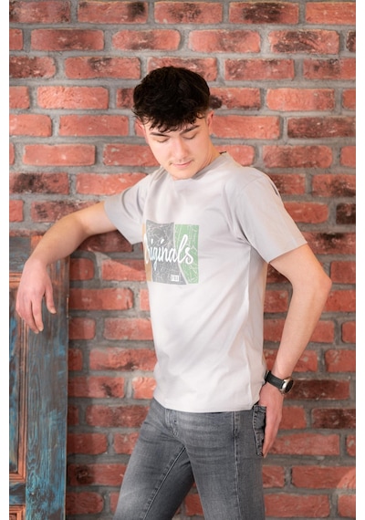 Fbı Jeans Desenli Slimfit Pamuklu Erkek T-shirt Gri