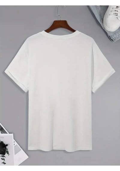 Erkek Tişört Palmiye Baskılı Bisiklet Yaka Kısa Kol T-shirt - Beyaz