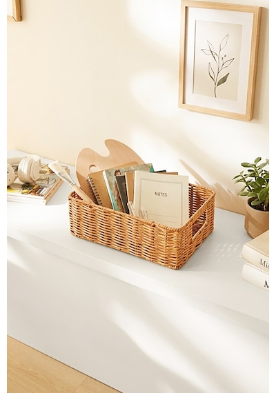 Ocean Home Textile Yıkanabilir Bej Pp Rattan Sepet 33 X 23 X 11 Cm