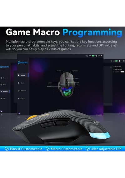 W601 Tri-mode Gaming Mouse 12800 Dpı, Rgb, Bt + 2.4ghz + Kablolu, Type-c Şarjlı Oyuncu Mouse 601