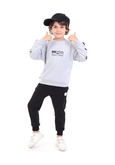 Toontoy Erkek Çocuk Baskılı Eşofman Takım Gri Melanj