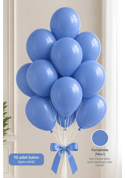 Latex Balon Seti 10'lu- Periwinkle Mavisi Çok Renkli