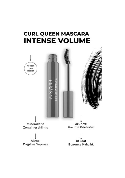 Uzunluk Verici Ve Besleyici Siyah Maskara Curl Queen Mascara Çok Renkli