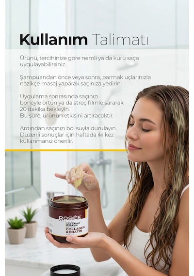 Kolajen Ve Keratin Saç Bakım Maskesi Onarıcı Repair Kolajen Saç Maskesi 500 Ml