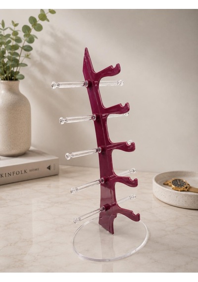 5'li Yelken Model Mor Gözlük Standı Akrilik 5 Bölmeli Gözlük Organizer